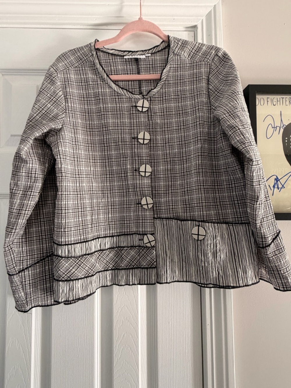Habitat Black and White Plaid Top